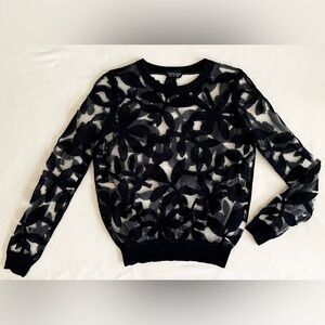 Topshop Black Floral Sheer Top. Size 2 fits size S